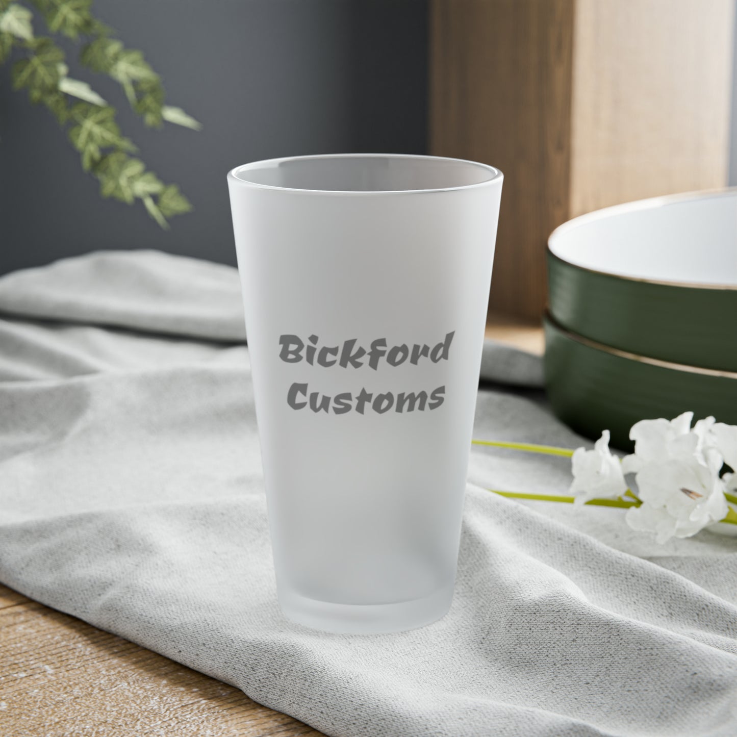 Bickford Customs Frosted Pint Glass, 16oz
